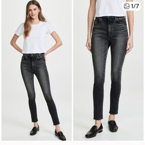 NWT $360 Moussy Vintage faded black high rise skinny jeans 26